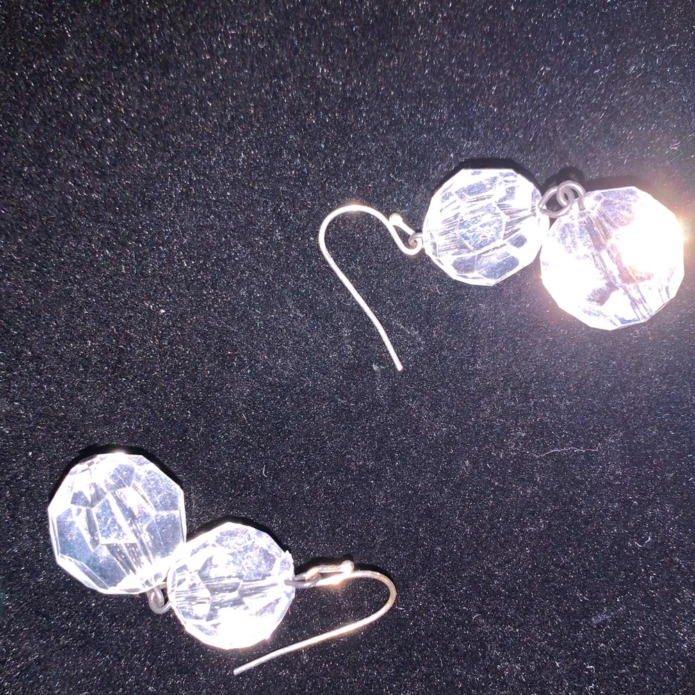 Elegant Silver GLASS Dangle Earrings